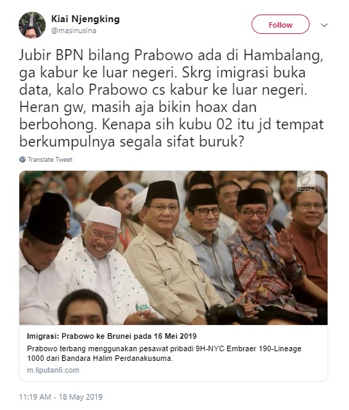 Prabowo Kabur ke luar negeri