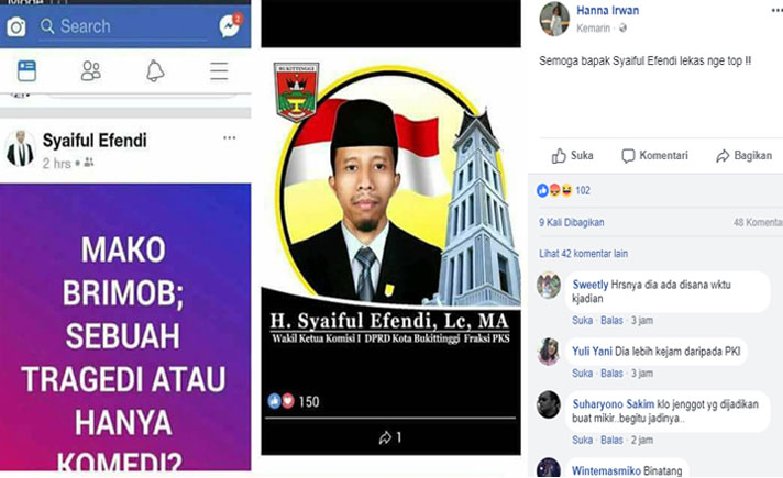Status Facebook Anggota DPRD dari PKS