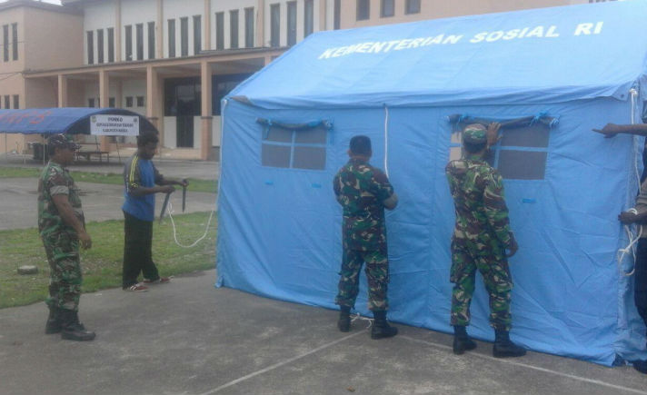 Tenda untuk Warga yang dibebaskan dari isolasi KKB.
