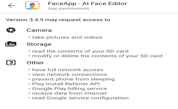 Syarat penggunaan Face App