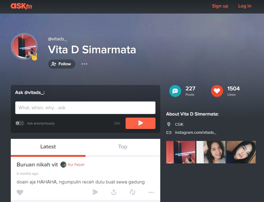 Profil ask.fm Vita