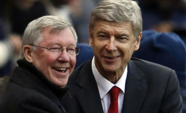 Manajer Arsenal Arsene Wenger dan mantan pelatih legendaris Manchester United Sir Alex Ferguson