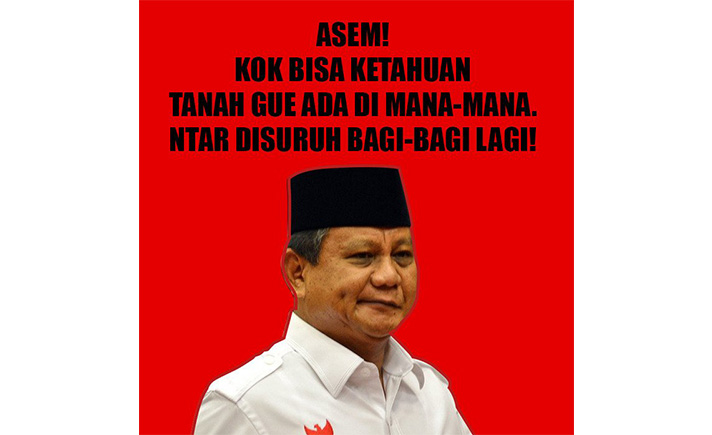 Meme Kocak Soal Tanah Prabowo Luasnya 4250x Lapangan Monas