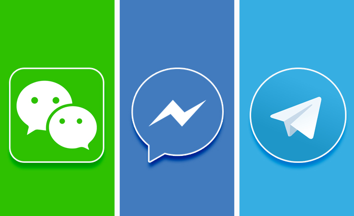 Ilustrasi Logo Wechat, Facebook Messenger, & Telegram