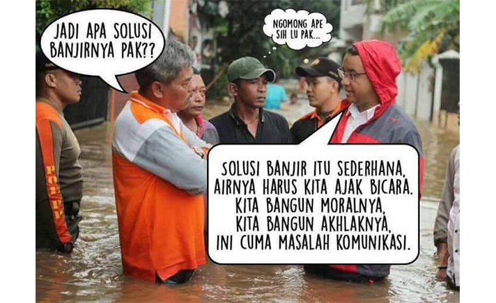 Jakarta Banjir Warganet Bikin Meme Lucu Sindir Anies