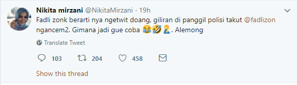 Twit Nikita Mirzani