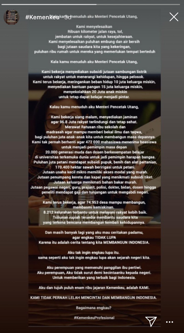 Postingan Sri Mulyani