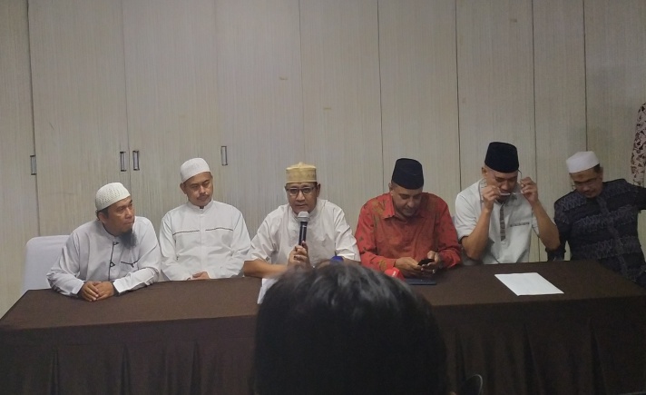 Konferensi pers GNPF Ulama sebelum rapat internal di sebuah hotel di Jakarta Pusat, Senin 15 Juli 2019