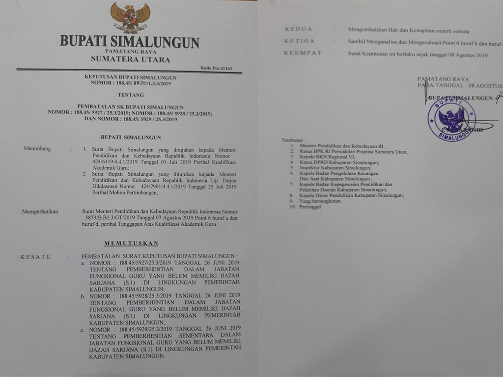 SK Bupati Simalungun