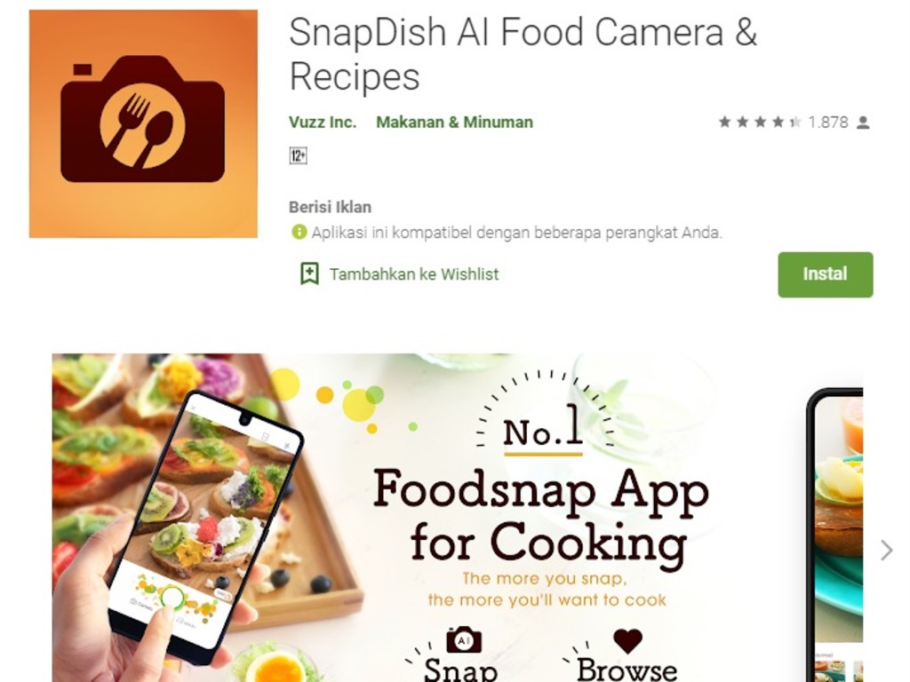 Aplikasi SnapDish AI Food Camera & Recipes