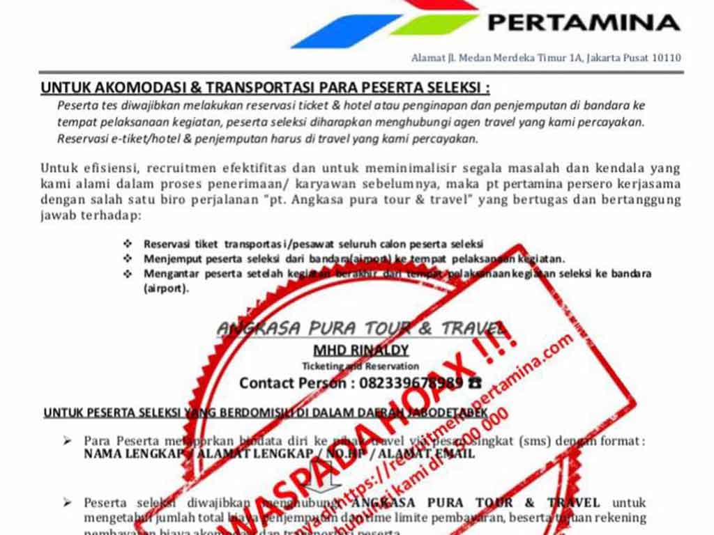 Pertamina Rekrutmen Hoaks