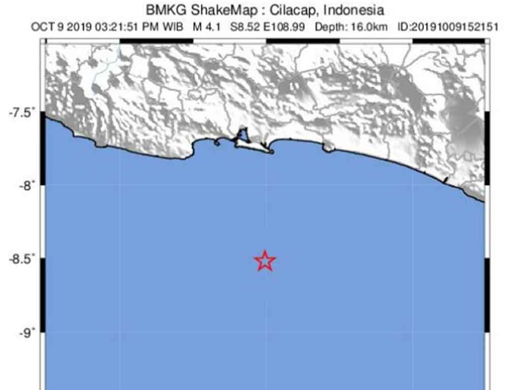 Episenter gempa bumi di Cilacap