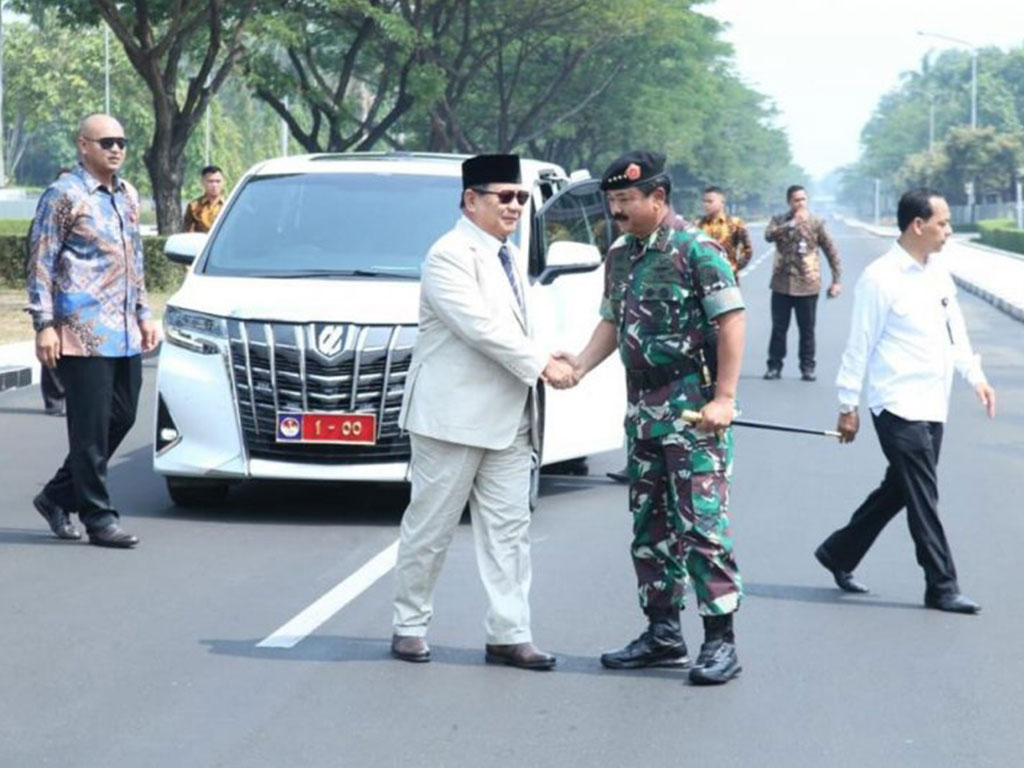Menhan Prabowo dan Panglima TNI Marsekal TNI Hadi Tjahjanto