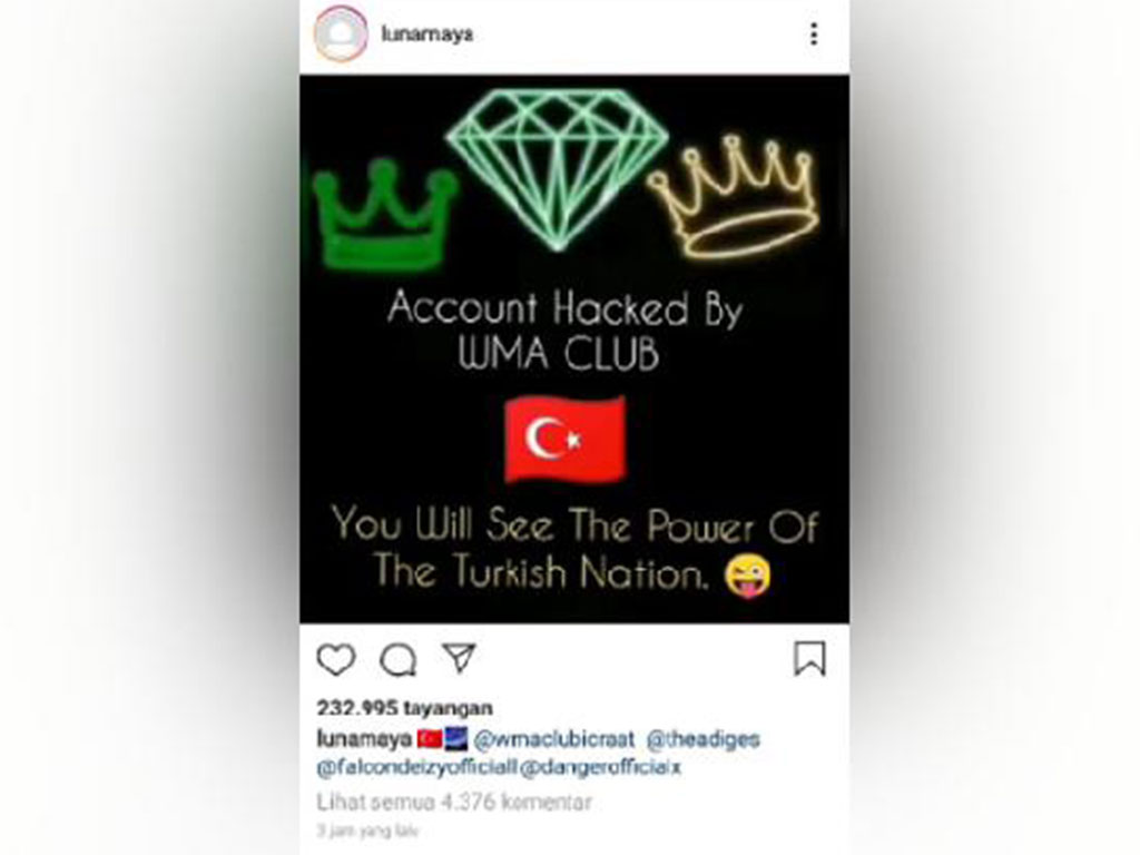 Instagram Luna Maya Dibajak