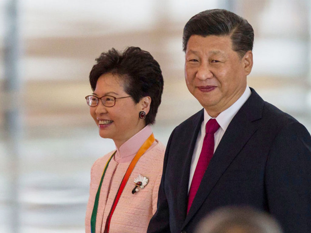 Presiden China Xi Jinping dan Kepala Eksekutif Hong Kong Carrie Lam