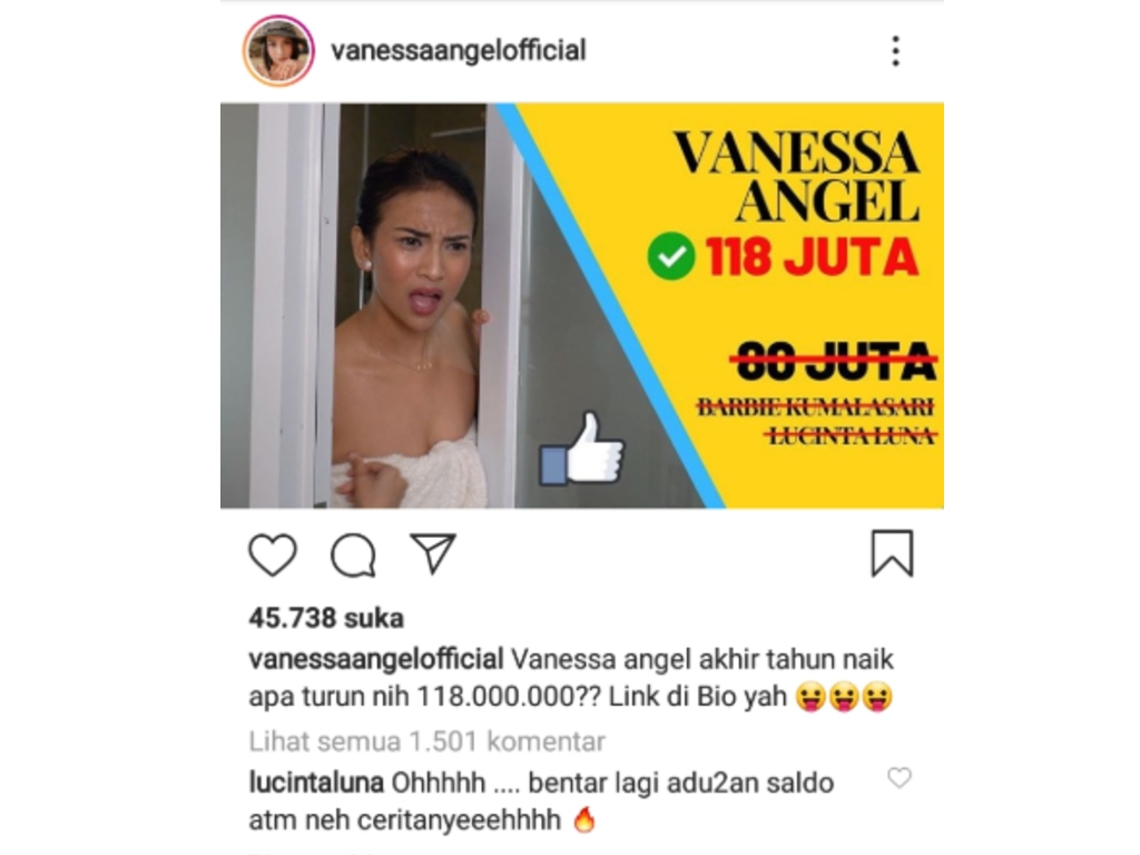 Vanessa Angel Dapat 118 Juta, Lucinta Luna Terbakar | Tagar