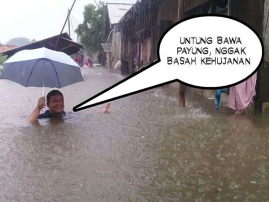Kumpulan Meme Kocak Warganet Soal Banjir Jakarta Tagar
