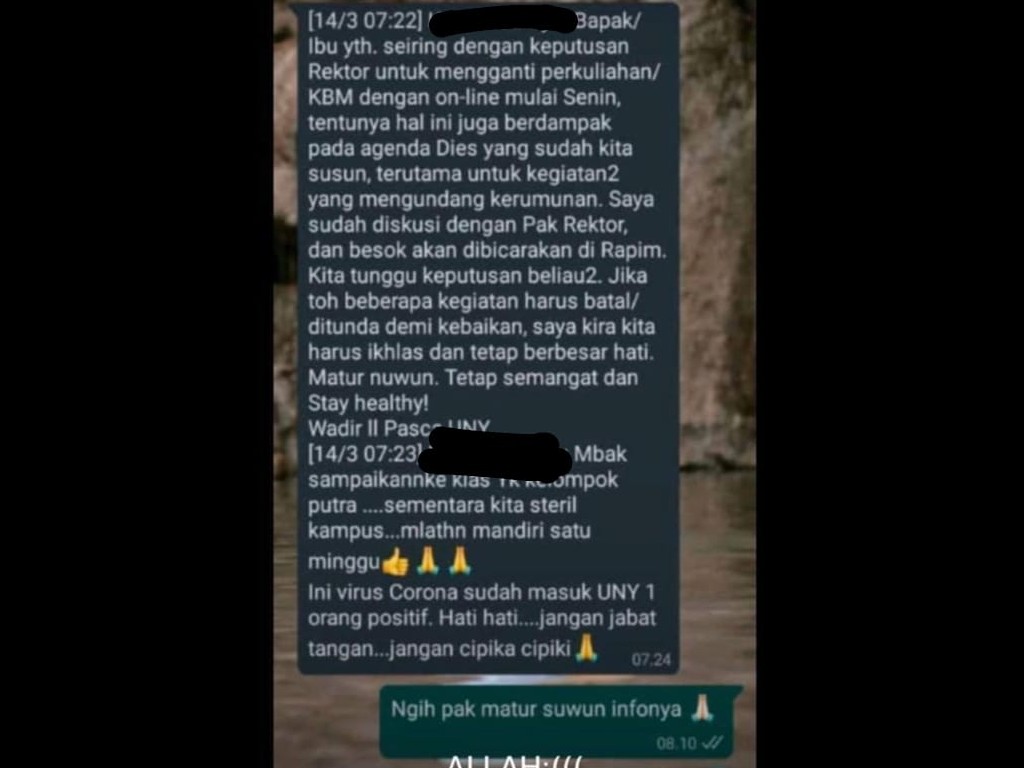hoaks WA Corona di Yogyakarta