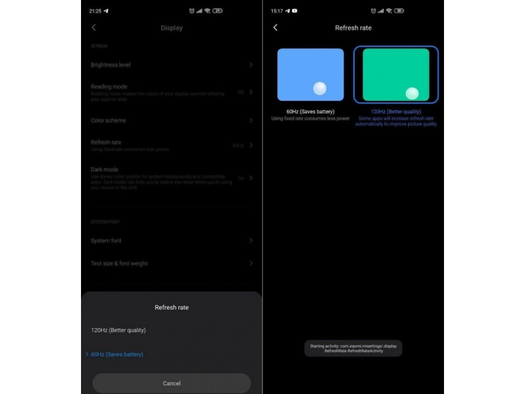 Refresh Rate MIUI 12