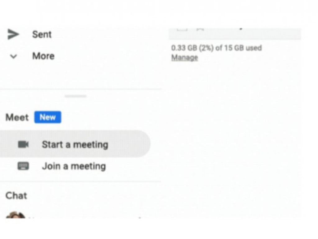 Menu Google Meet di Gmail