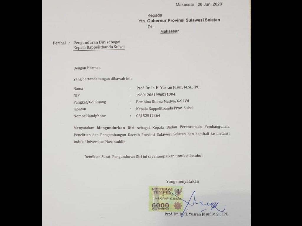 Surat Pengunduran Diri