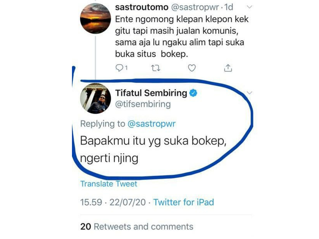 Screenshot Ucapan Tifatul Sembiring