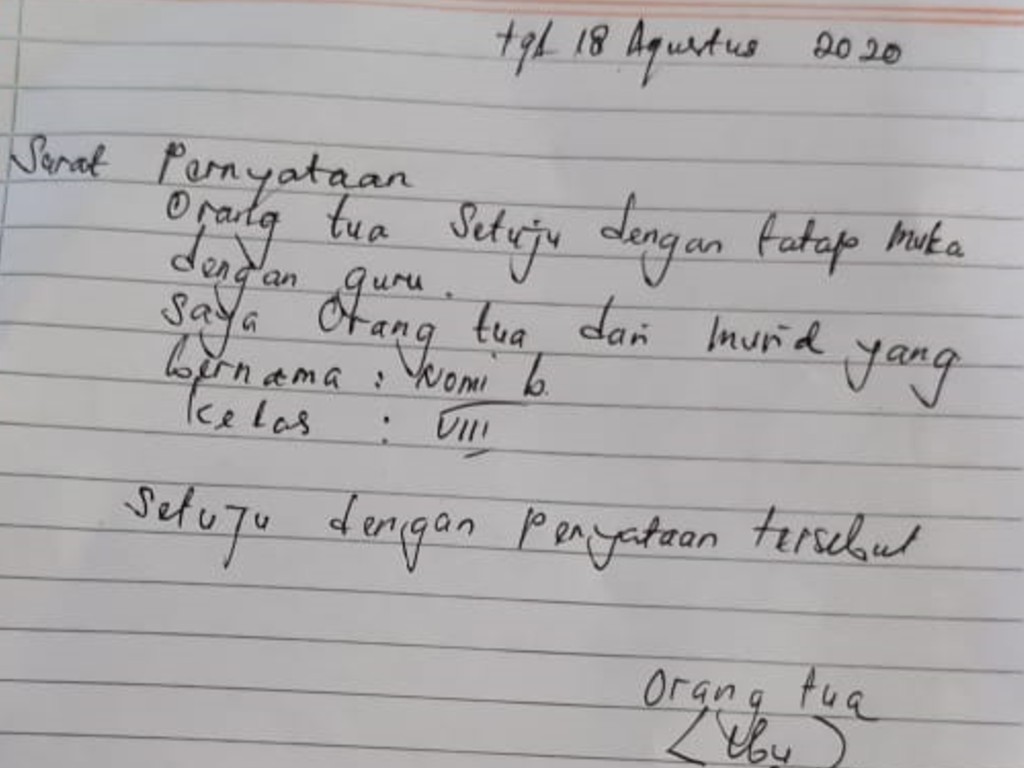 Surat Setuju Ortu di Toba