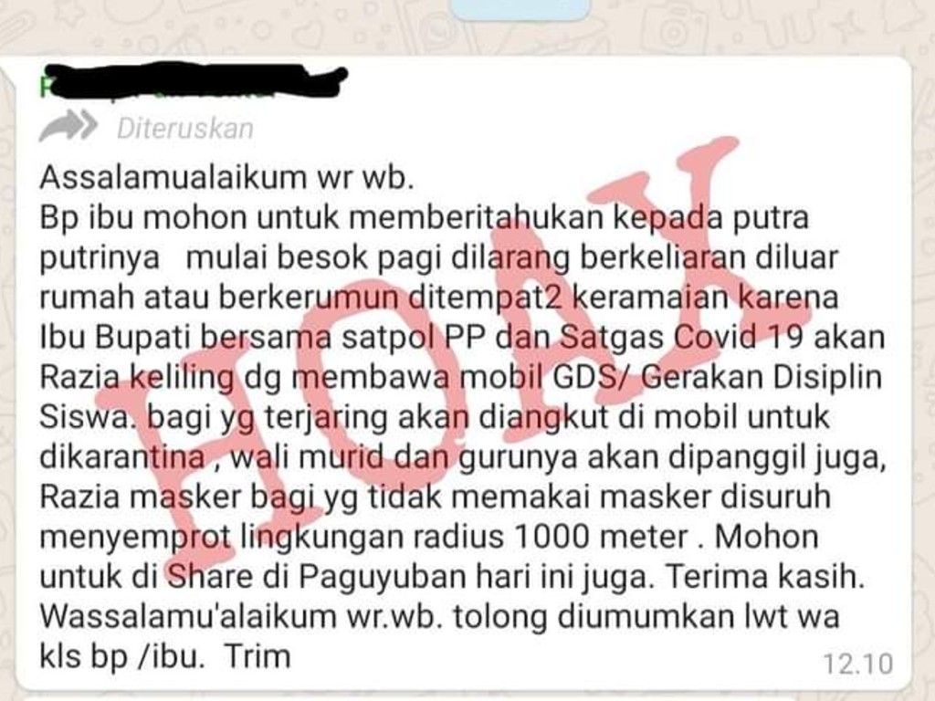 Hoaks Pesan WA Grup di Kulon Progo