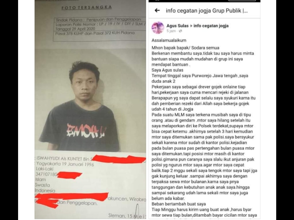 Tersangka Gendam di Yogyakarta