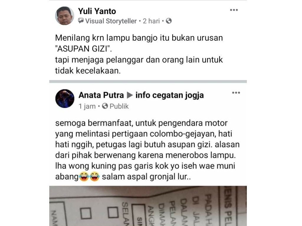 Postingan balasan Tilang