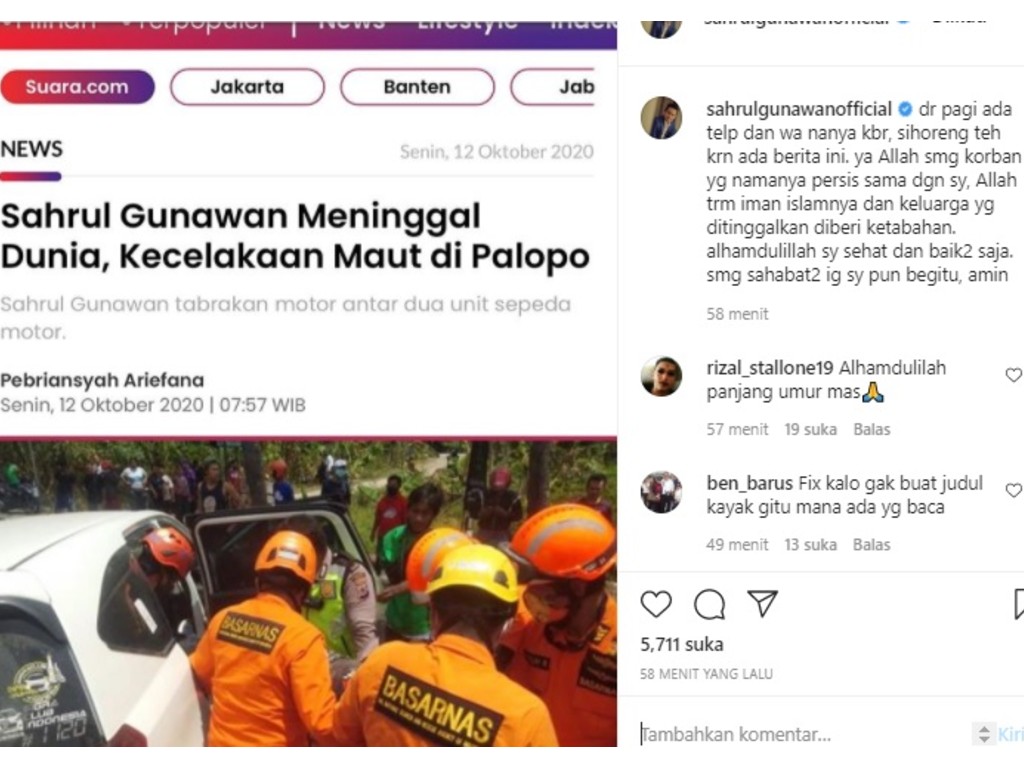 Cek Fakta: Syahrul Gunawan Tewas Akibat Kecelakaan | Tagar