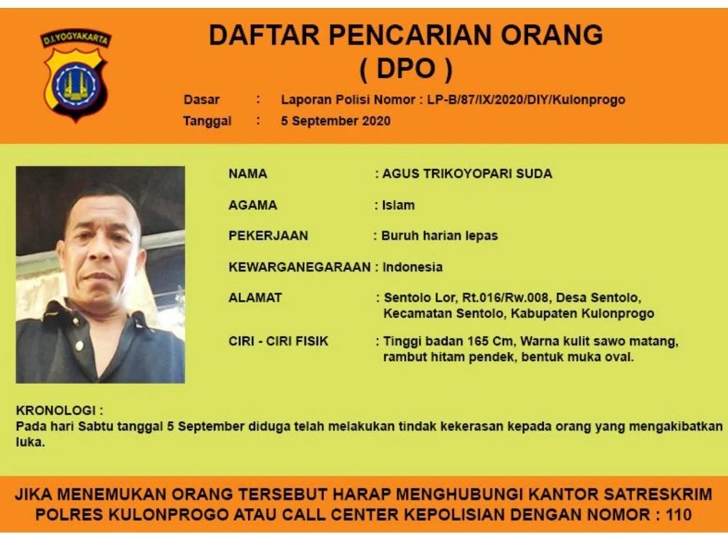 DPO Bakar Orang di Kulon Progo