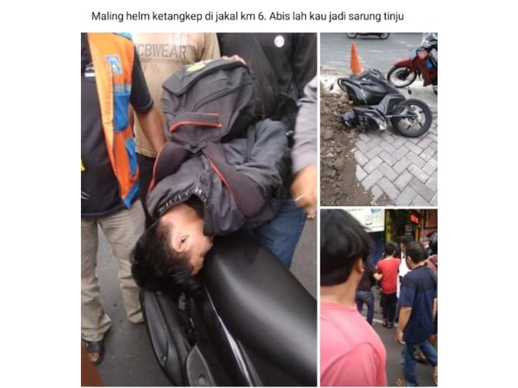 Curi helm tertangkap