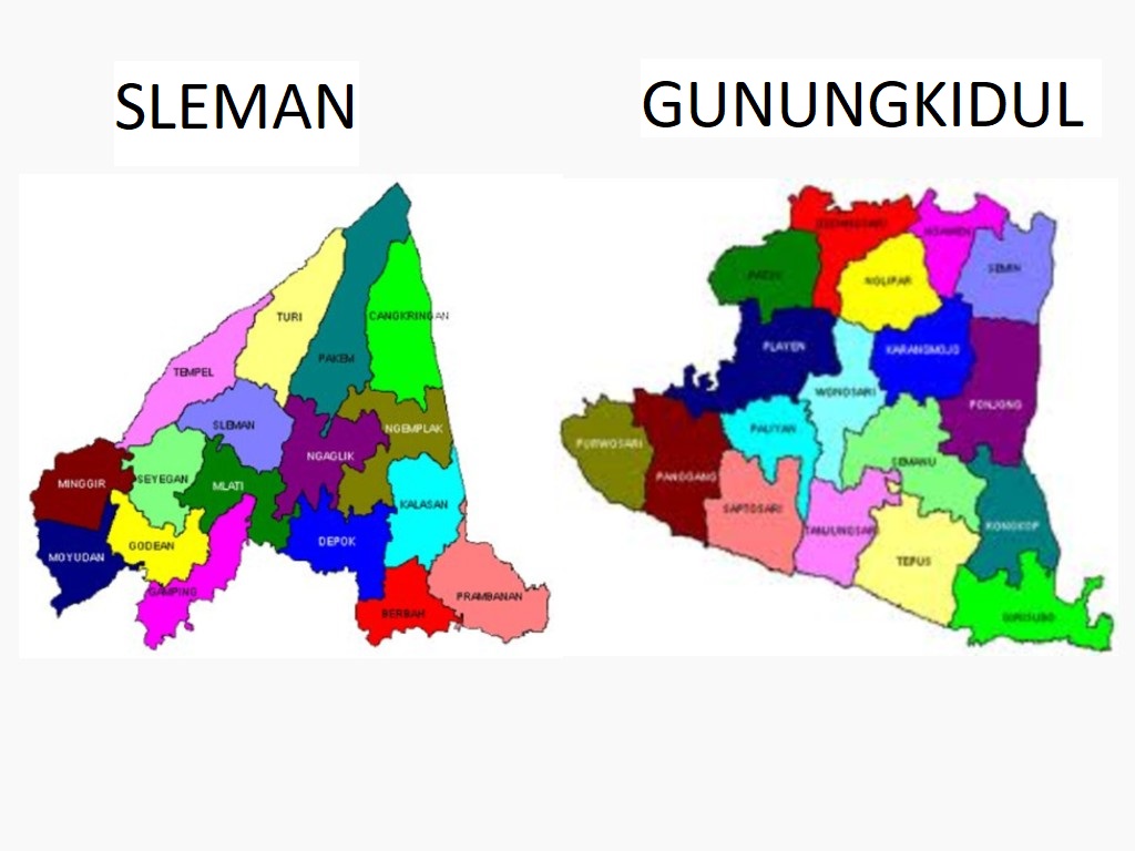 Peta Sleman dan Gunungkidul