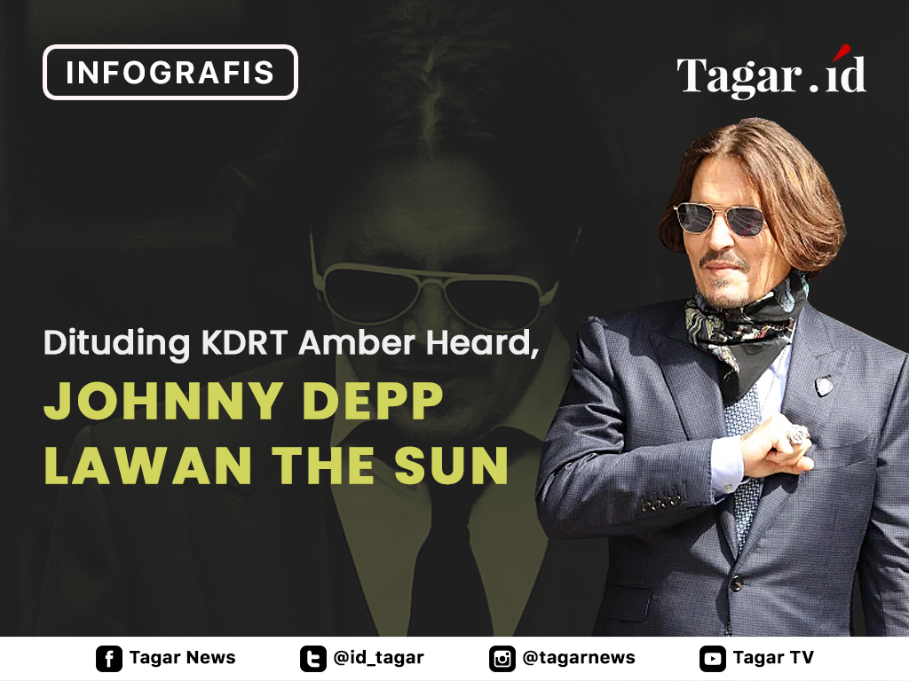 Infografis Cover: Dituding KDRT Amber Heard, Johnny Depp Lawan The Sun