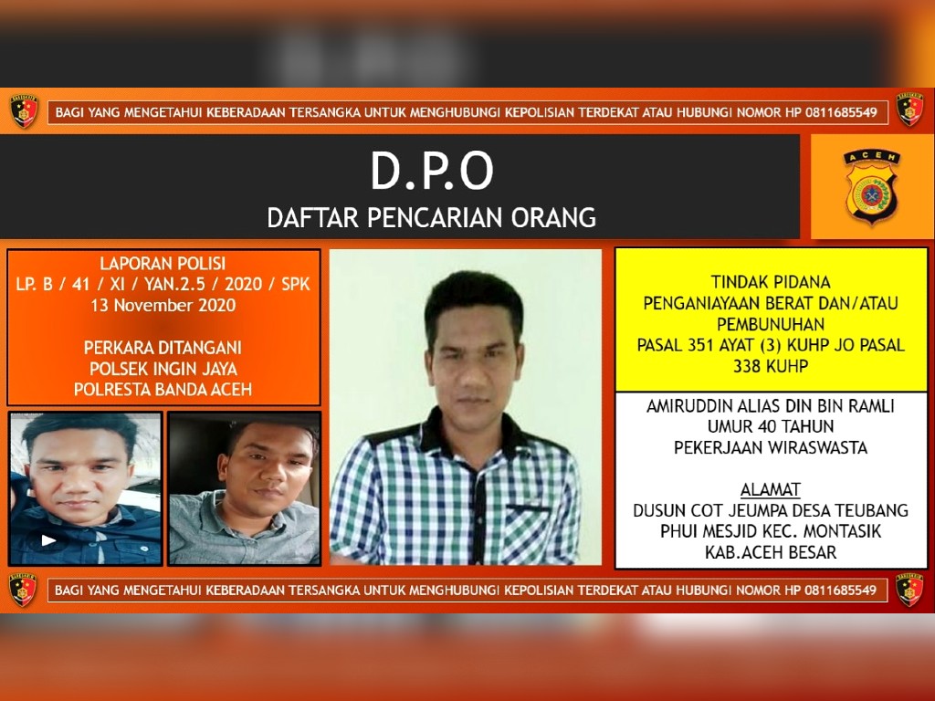 DPO Kasus Pembacokan di Aceh Besar