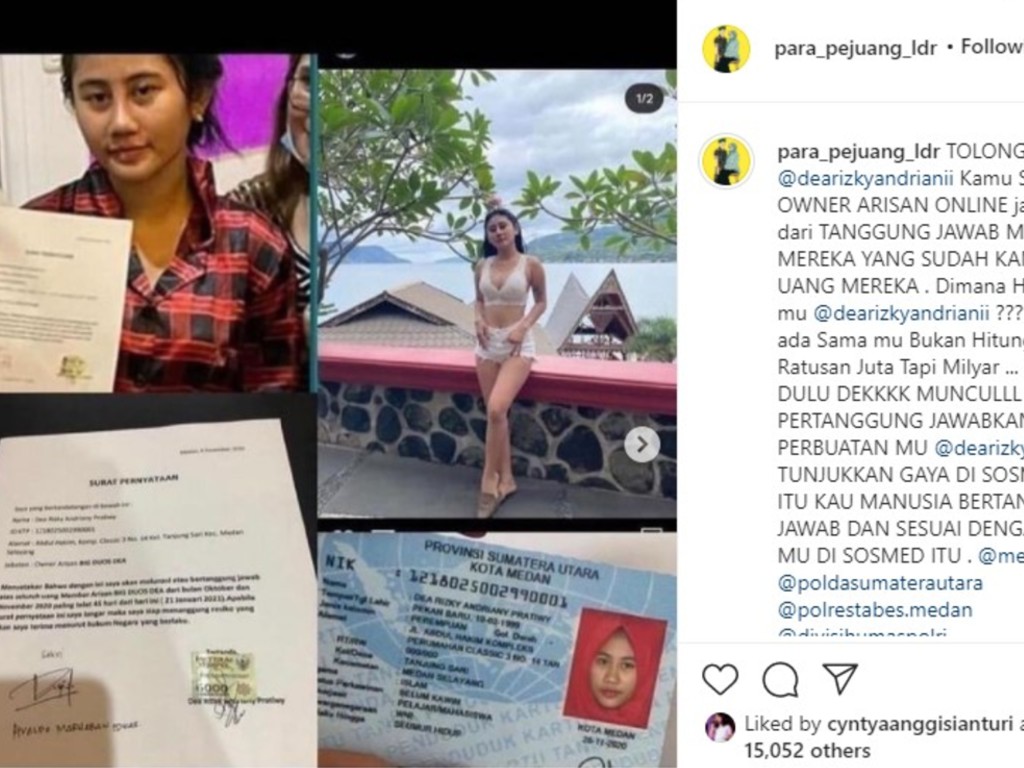 Unggahan Selebgram Medan Bawa Kabur Uang