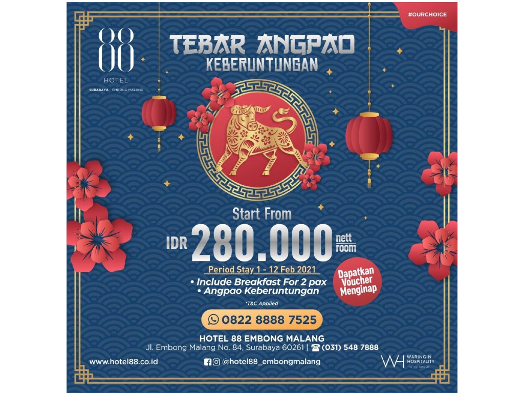 Imlek 2021, Hotel 88 Embong Malang Tebar Angpao Voucher Menginap | Tagar
