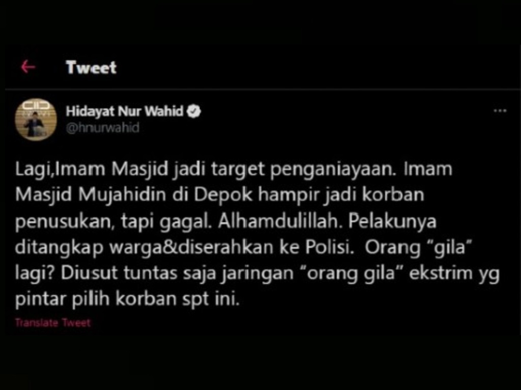 Wakil Ketua MPR RI Hidayat Nur Wahid