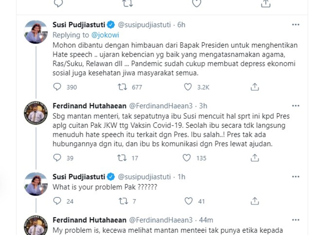 Susi dan Ferdinand Berdebat