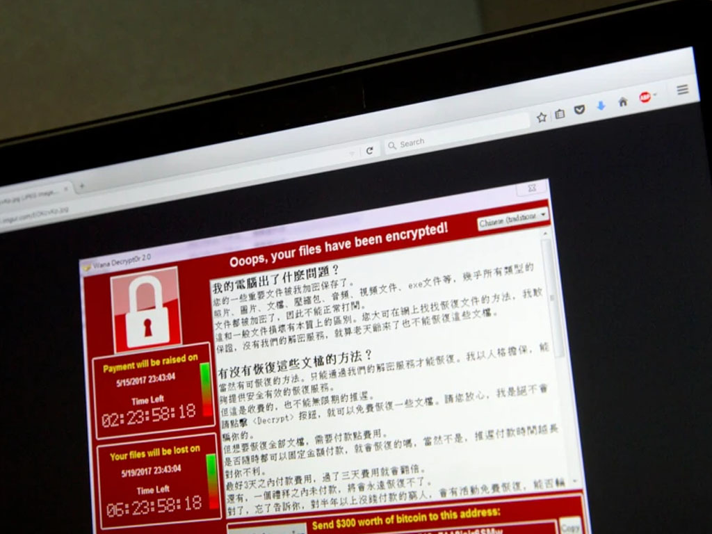 Tangkapan layar serangan ransomware