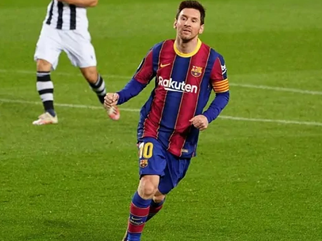 Lionel Messi pada laga melawan Juventus