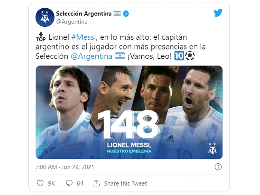 rekor baru messi bersama timnas argentina