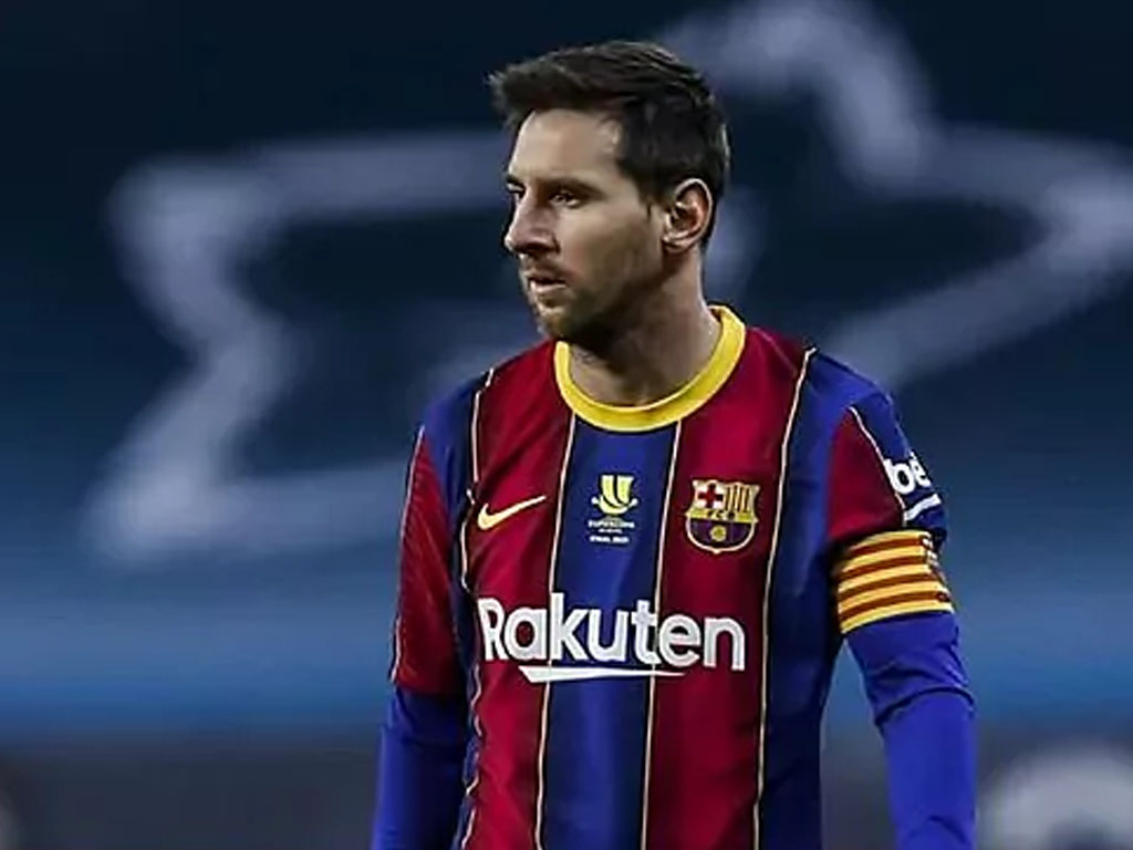 Lionel Messi dengan seragam Barcelona