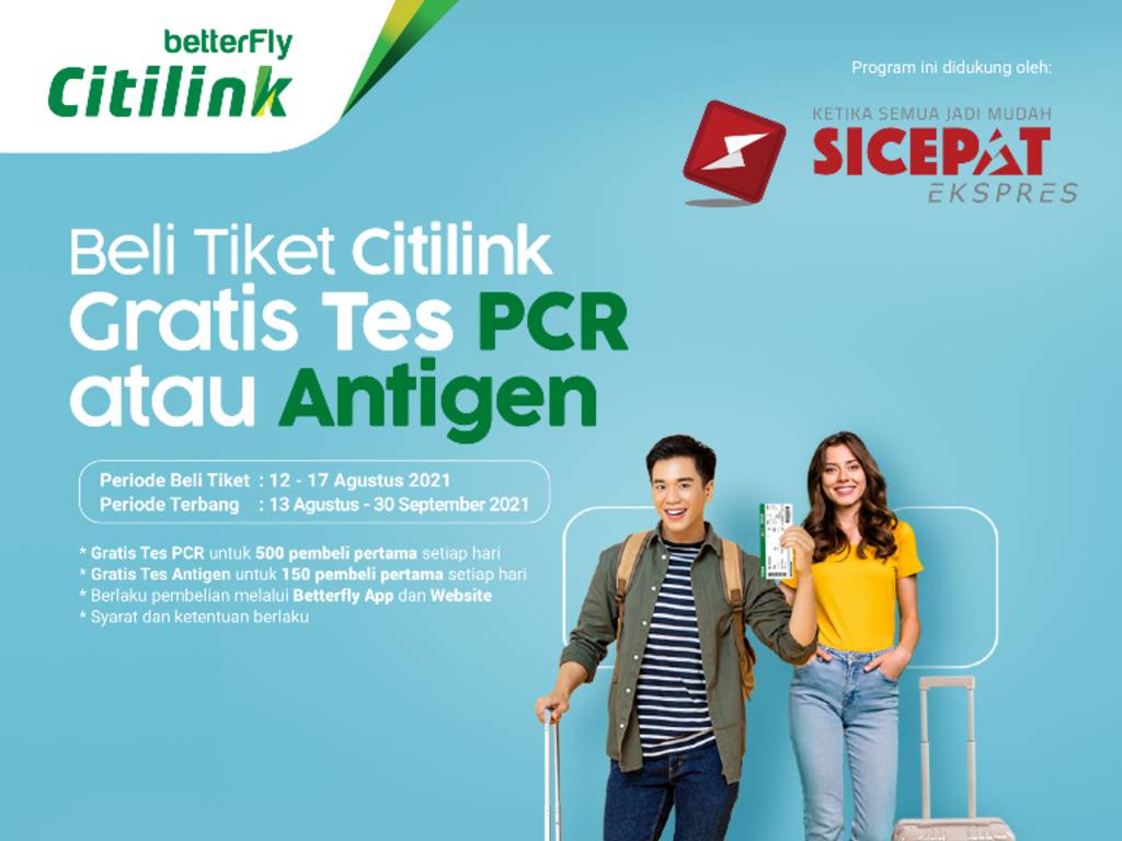 Citilink dan SiCepat Sediakan Gratis Tes PCR