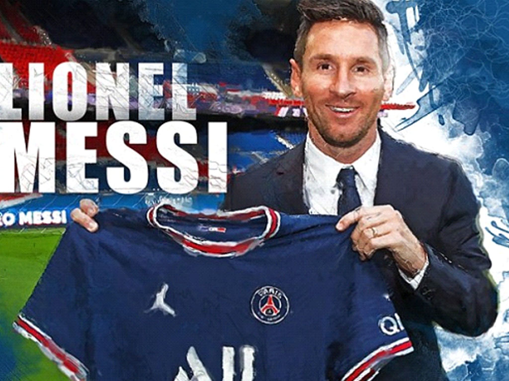 messi dengan kaus psg