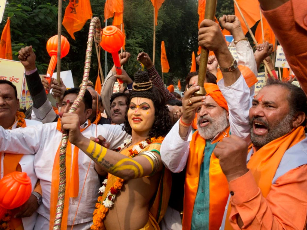 unjuk rasa hindu di new delhi