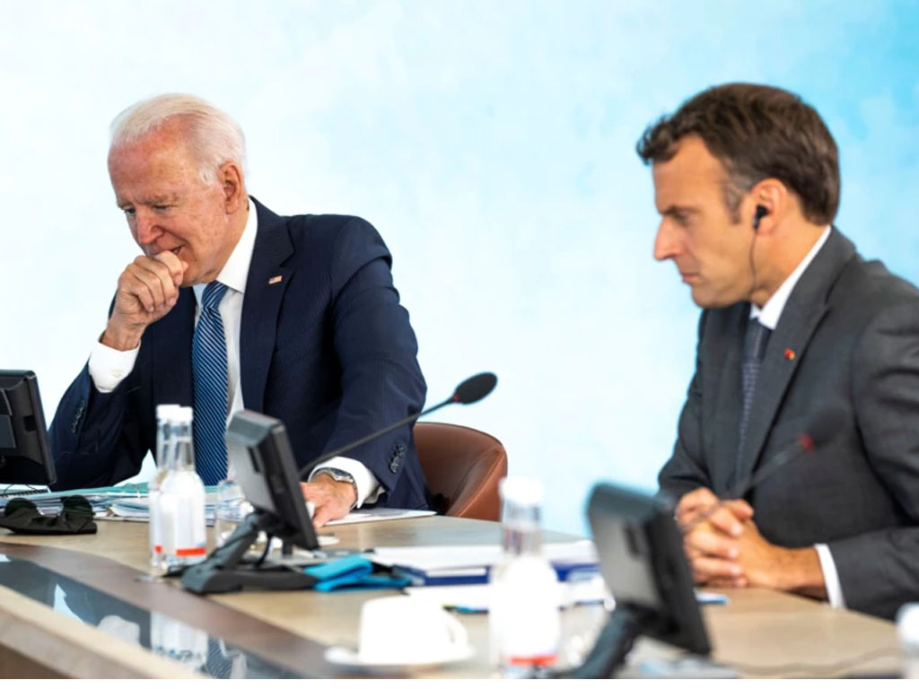 biden dan macron di g7