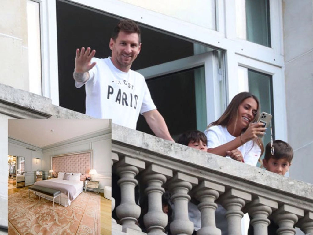 messi dan keluarga di balkon hotel