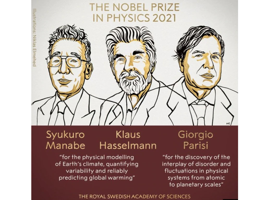 Tiga pemenang Nobel Fisika 2021
